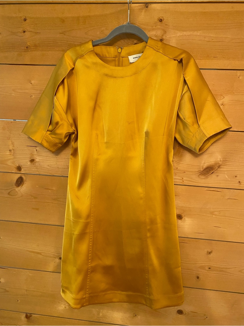 Banana Republic Satin Mini Dress in Mustard Gold